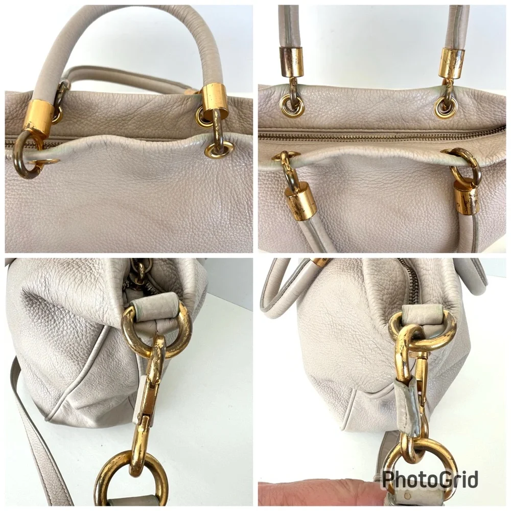 MARC by MARC JACOBS Oat Cream Pebbled Leather Crossbody Shoulder Tote Hobo Bag